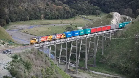First freight train rolls through Kaikoura