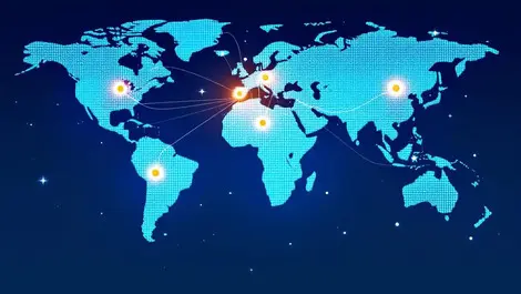 Asia australia nz world map undersea cable network nodes