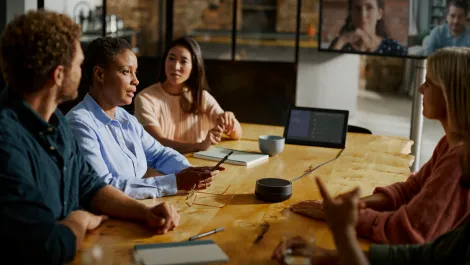 Teamconnect intelligent speaker product shot inuse 11