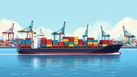Cargo ship shipping containers port cranes international trade uk ecommerce