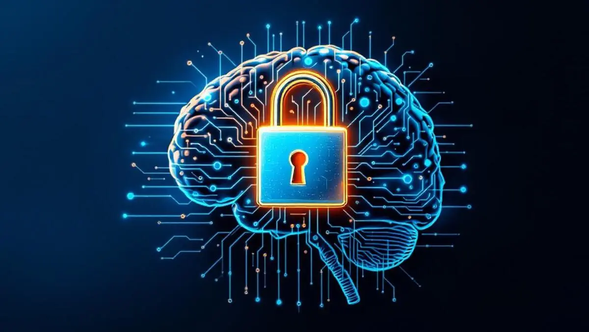 Digital lock over circuit brain symbolizing ai and data privacy protections