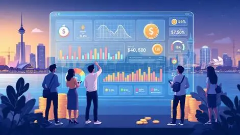 Australian adults digital financial dashboard charts coins credit score
