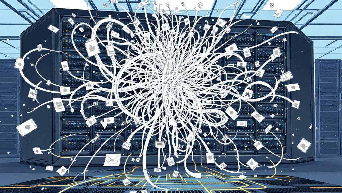 Chaotic swarm digital data streams overwhelming server rack ddos attack