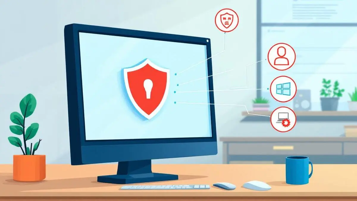 Computer monitor shield software vulnerabilities icons windows interface