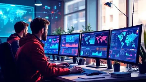 Cybersecurity experts german security operations center digital threat maps