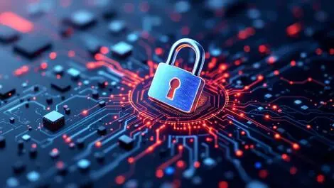 Digital padlock ai network circuit lines cybersecurity protection