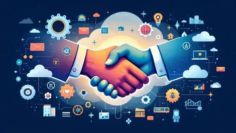 Handshake partnership technology supply chain cloud enterprise operations gears