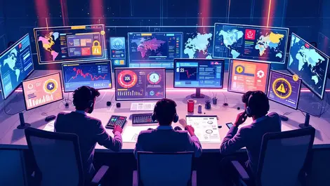 Cybersecurity professionals monitoring digital threat maps australia