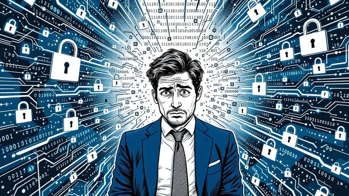 Worried business professional cybersecurity risks ai technology challenges