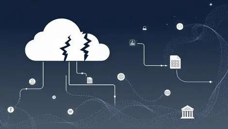 Digital disruption cloud server broken connections global banking services