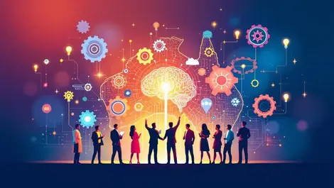 Australian researchers business collaborating digital brain innovation teamwork tech progress