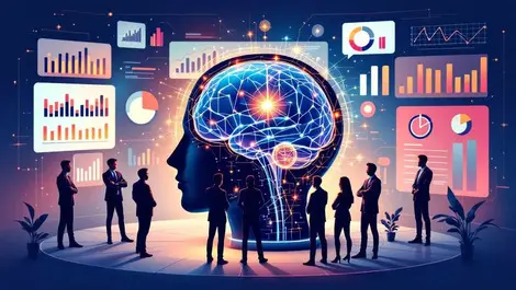 Business professionals ai brain model leadership data analytics education