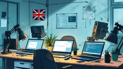 Unused laptops coding equipment gathering dust wasted it skills british flag