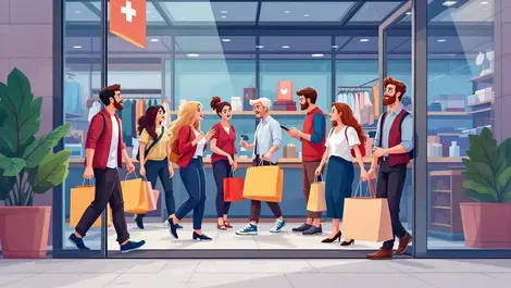 Frustrated australian shoppers leaving retail store shopping bags left behind