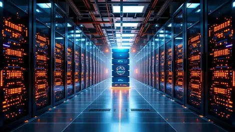 Cinematic modern gpu data center unified ai stack wide angle