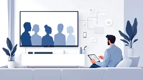 Living room marketer analyzing cross device audience tv dashboard