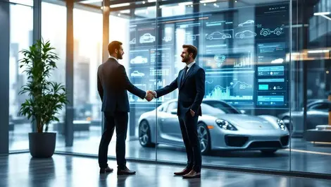 Auto digital transformation business partnership modern office view