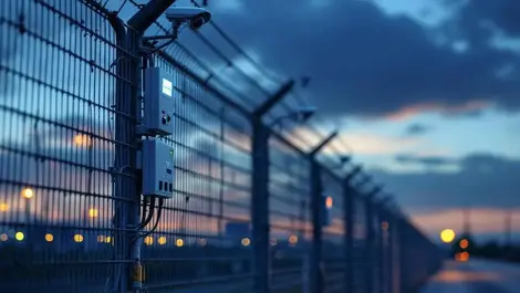 High security facility dusk metal fence electronic controllers