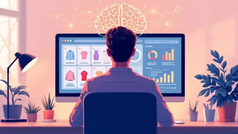 Ecommerce manager ai guided product analytics clean modern illustration