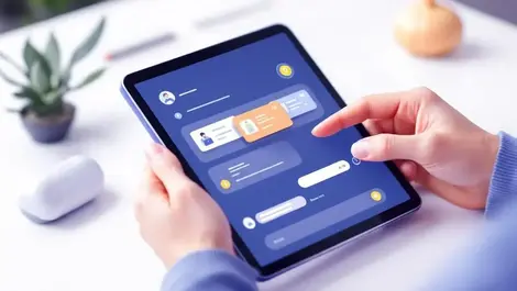 Modern shopping chat tablet cashback coin illustration