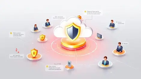 Responsible secure cloud network ai agent layered shields modern illustration
